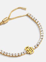 BaubleBar MLB Gold Tennis Bracelet - San Diego Padres - 
    MLB pull-tie bracelet
  
