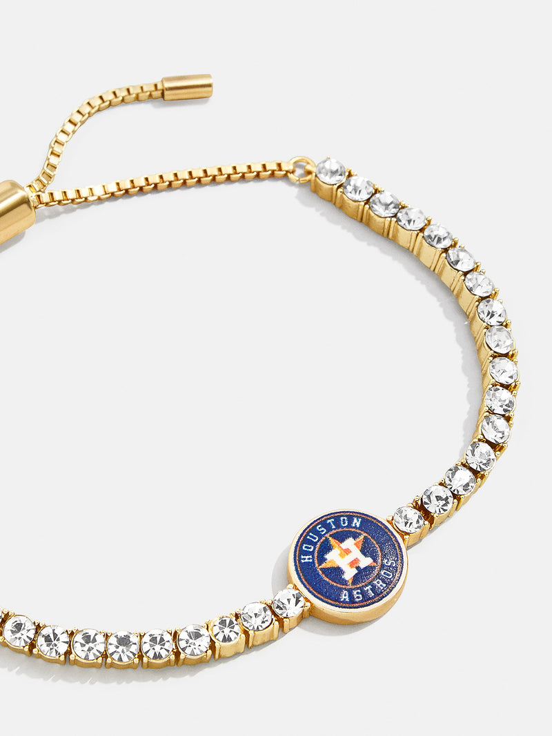 BaubleBar MLB Gold Tennis Bracelet - Houston Astros - MLB pull-tie bracelet