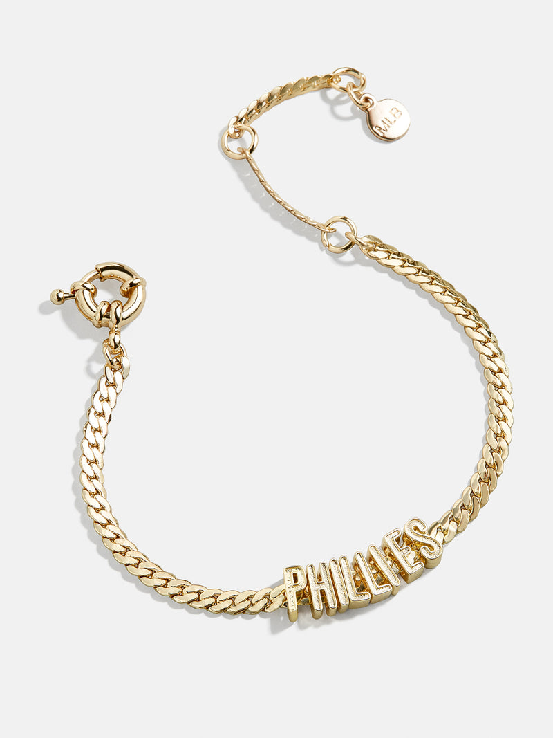 BaubleBar MLB Gold Curb Chain Bracelet - Philadelphia Phillies