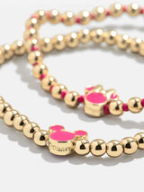 BaubleBar Pink - Two kids' gold beaded stretch bracelets