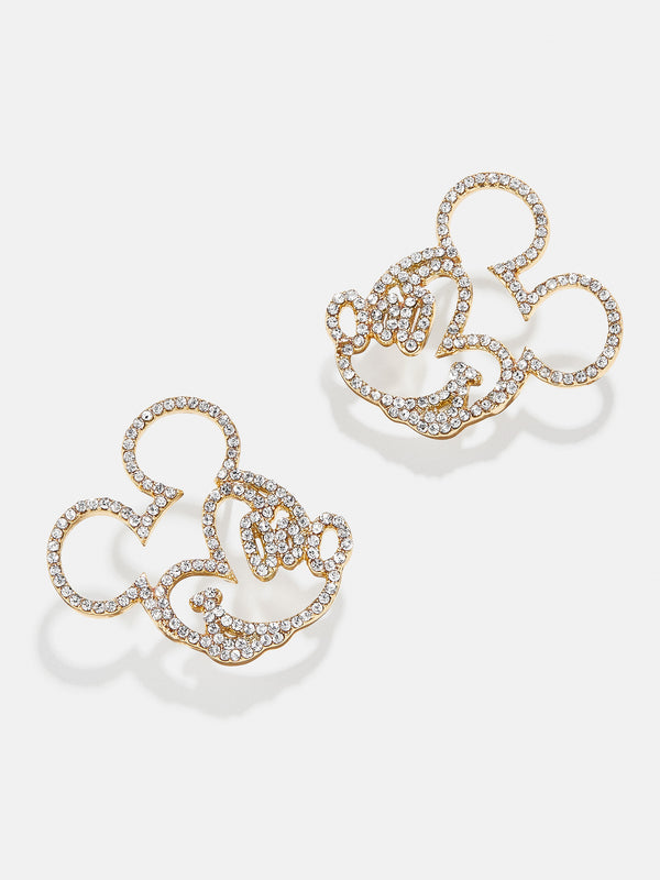 Mickey Mouse Disney Illustration Earrings - Clear/Gold