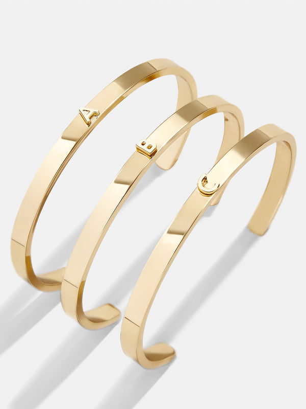 Initial Cuff Bracelet - Gold Letter