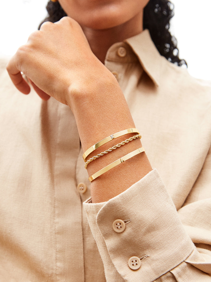 BaubleBar Initial Cuff Bracelet - Pavé Letter - 
    Personalized gold cuff bracelet
  
