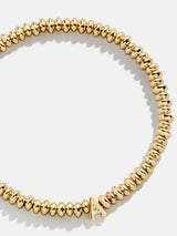 BaubleBar Initial Paris Bracelet - Gold - Gold beaded stretch bracelet