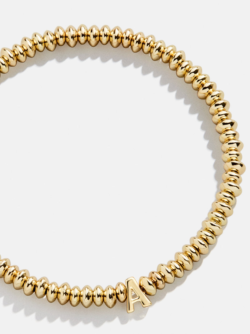 BaubleBar Initial Paris Bracelet - Gold - Gold beaded stretch bracelet