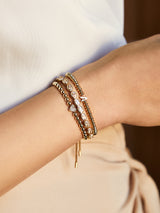 BaubleBar Initial Paris Bracelet - Gold - Gold beaded stretch bracelet