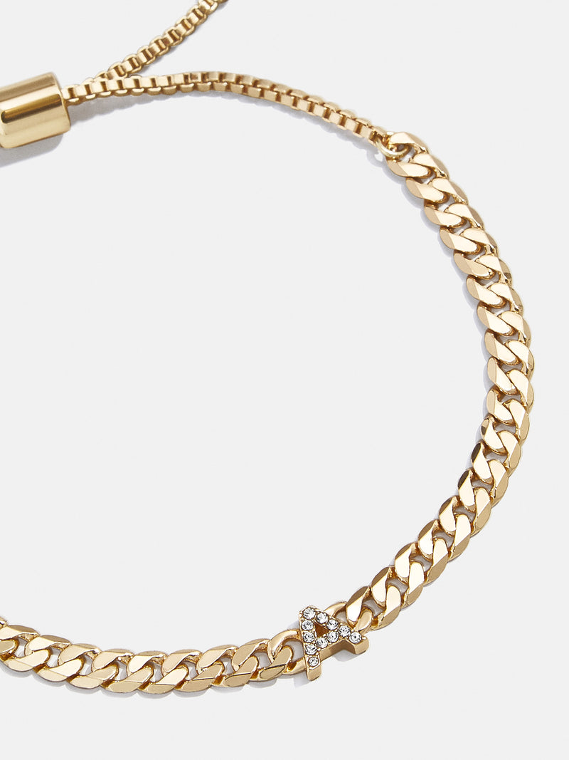 BaubleBar Pavé Initial Curb Chain Bracelet - Pull-tie link bracelet