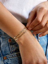 BaubleBar Pavé Initial Curb Chain Bracelet - Pull-tie link bracelet