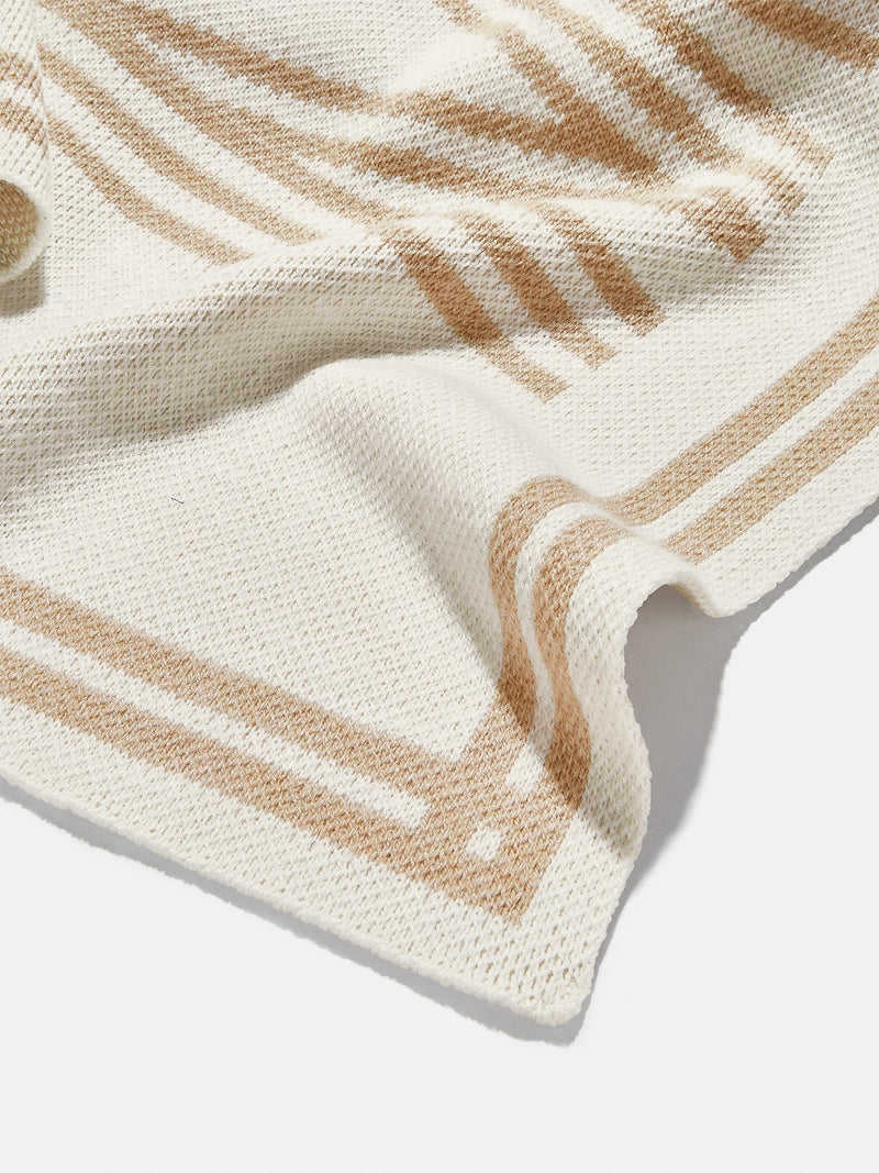 BaubleBar Your Name In Stripes Custom Blanket - Natural / Beige - Enjoy 20% off custom gifts