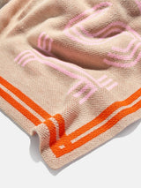 BaubleBar Your Name In Stripes Custom Blanket - Tan / Pink - Enjoy 20% off custom gifts
