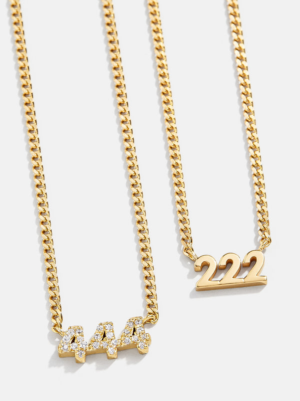 18K Gold Angel Number Custom Nameplate Necklace
