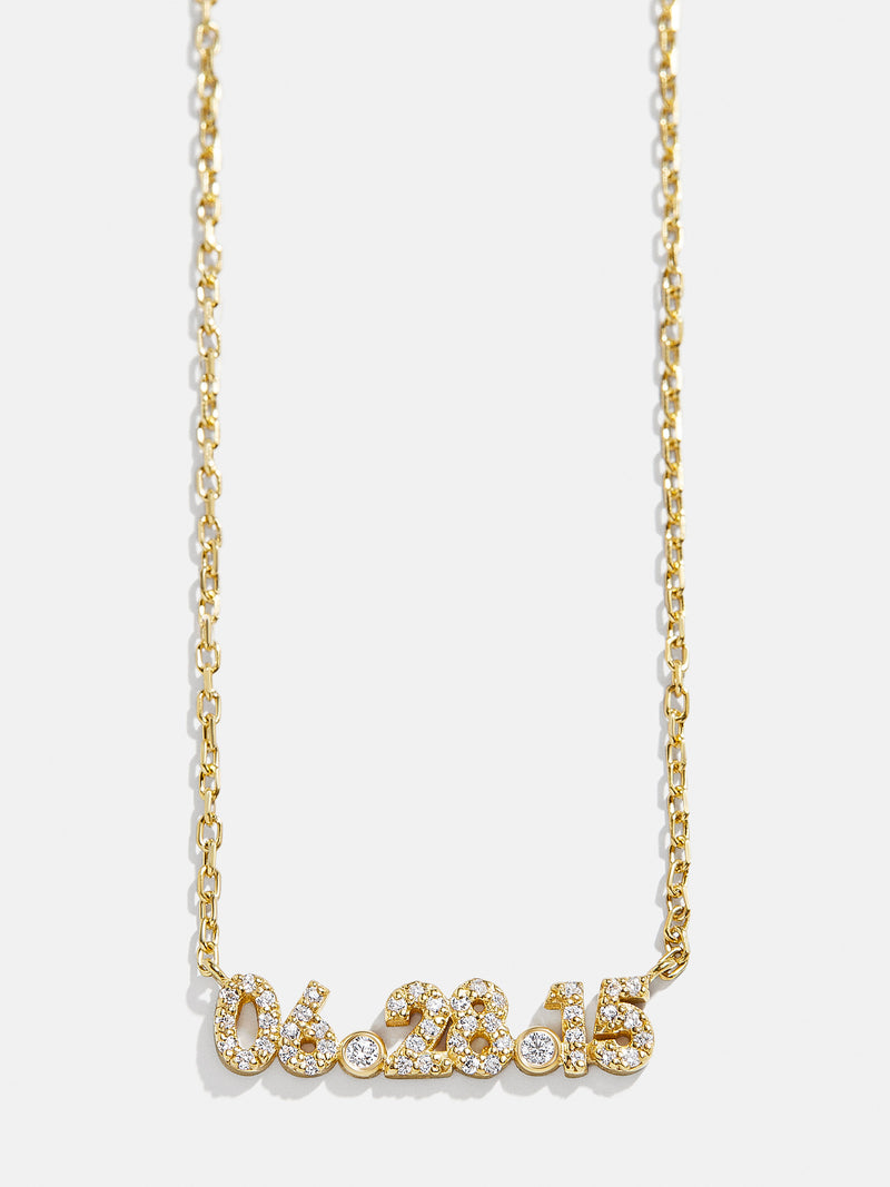 BaubleBar 18K Gold Pavé Custom Number Necklace - Gold/Pavé - 
    18K Gold Plated Sterling Silver, Cubic Zirconia stones
  
