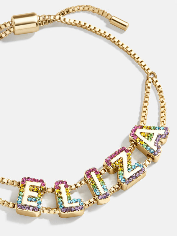 Custom Slider Bracelet - Rainbow Ombre Font