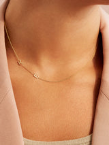 BaubleBar Maya Brenner Asymmetrical Custom Initial Necklace - Double Letter - Solid White Gold, Rose Gold, or Yellow Gold