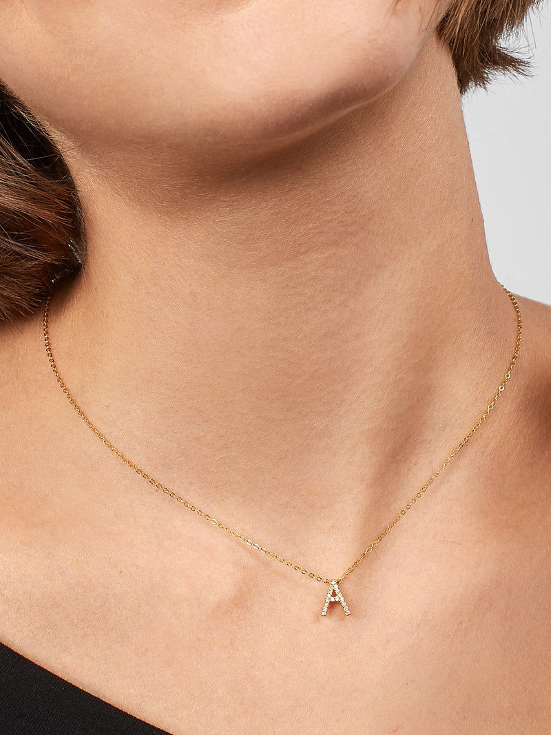 BaubleBar 14K Gold Diamond Initial Necklace - Enjoy 20% off custom gifts