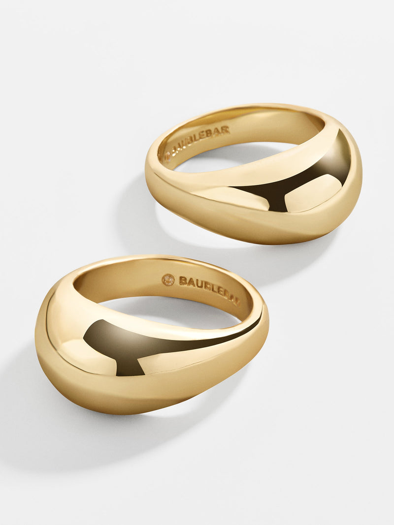 BaubleBar Maro Ring Set - Gold - Two gold stacking rings