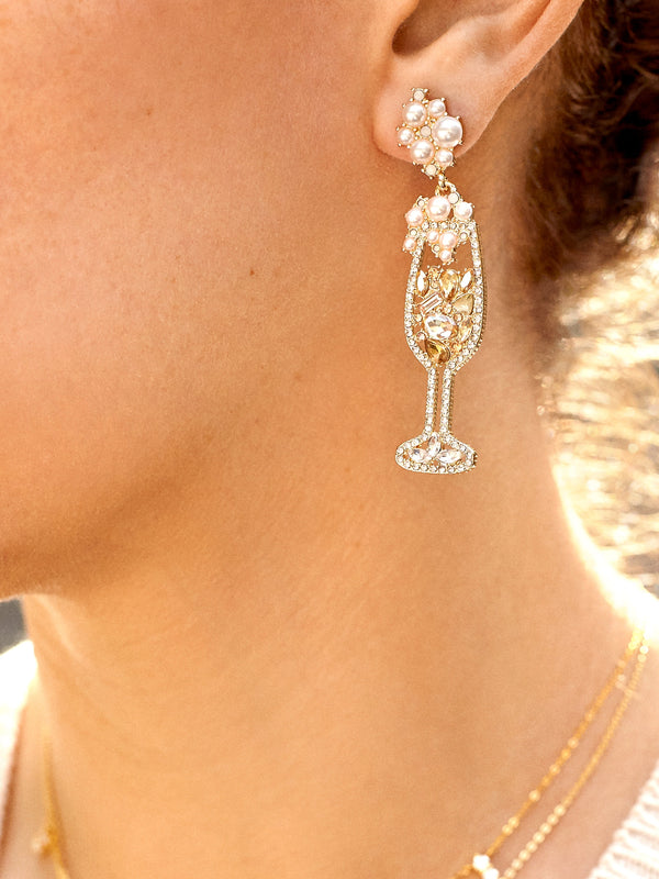 Drink Statement Earrings - Champagne Flute