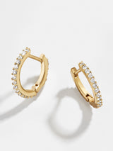 BaubleBar Gold - Cubic Zirconia huggie hoops - Offered in multiple sizes