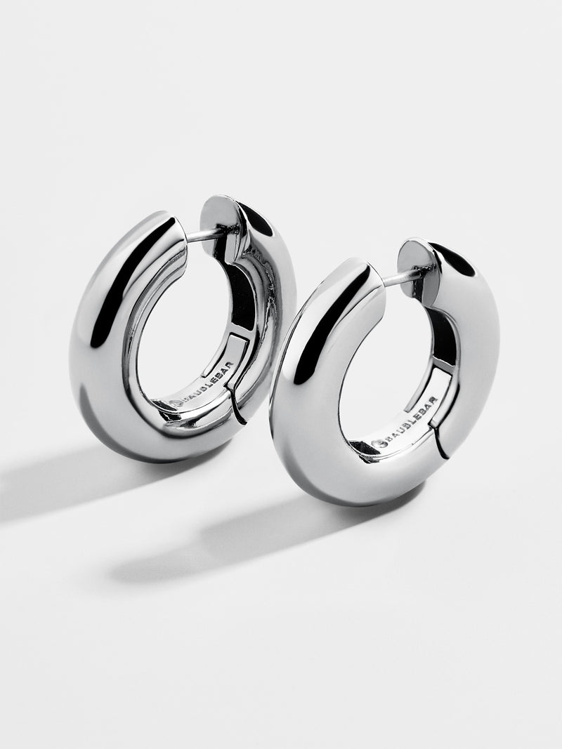 BaubleBar Silver - Lightweight tube hoop earrings