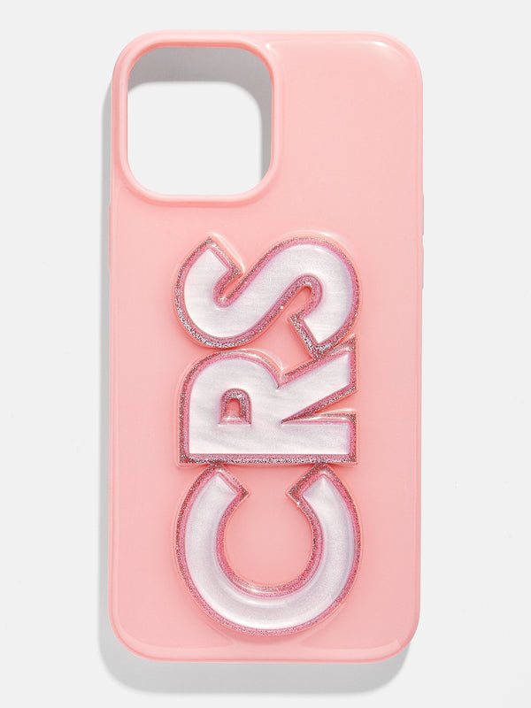 Block Font Custom iPhone Case - Blush/Mother of Pearl