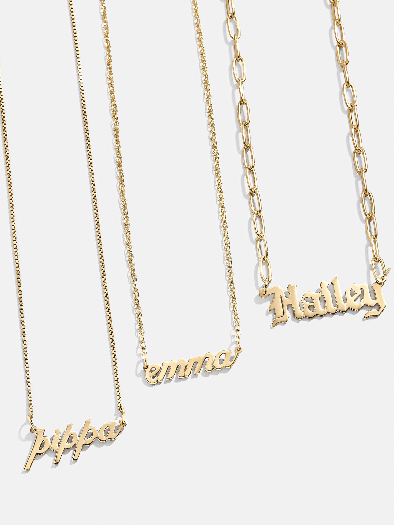 Gold Nameplate Necklace 14K Gold Triple Star Nameplate Pendant 14k