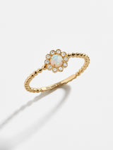 BaubleBar Mezzo 18K Gold Ring - 18K Gold Plated Sterling Silver, Opal stone, Cubic Zirconia stones