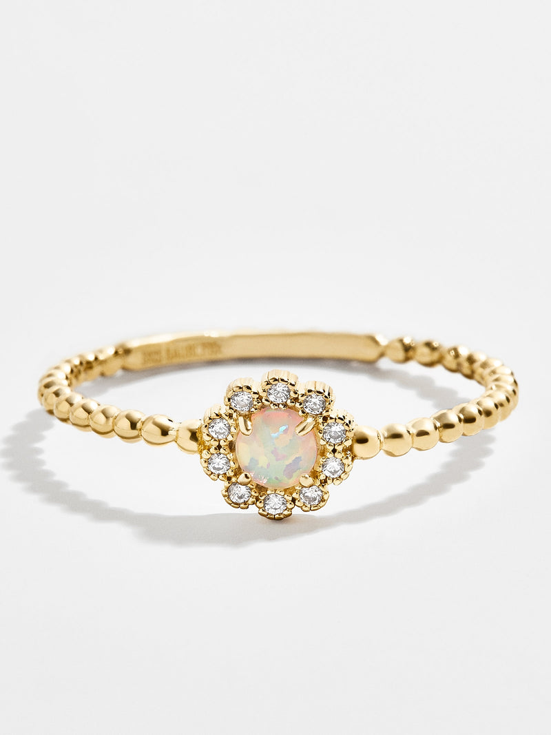 BaubleBar Mezzo 18K Gold Ring - 18K Gold Plated Sterling Silver, Opal stone, Cubic Zirconia stones