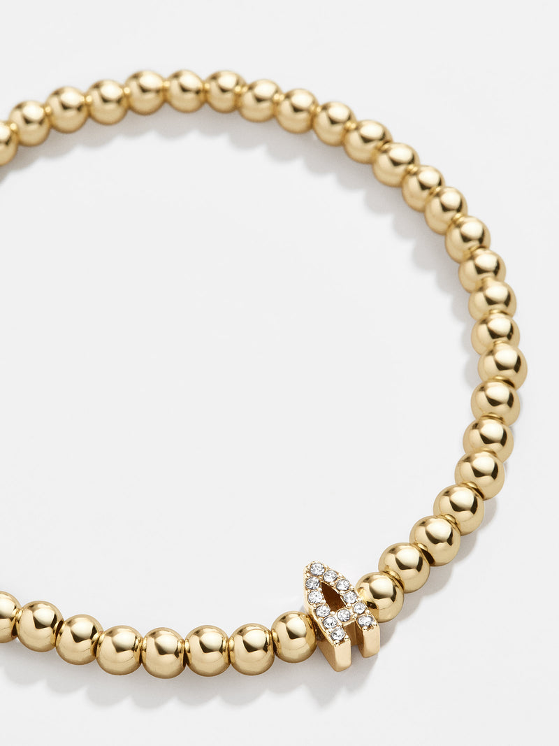 BaubleBar Initial Pisa Bracelet - Pavé Vertical - Gold beaded stretch bracelet