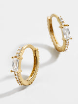 BaubleBar Pietra 18K Gold Earrings - Cubic zirconia huggie hoops
