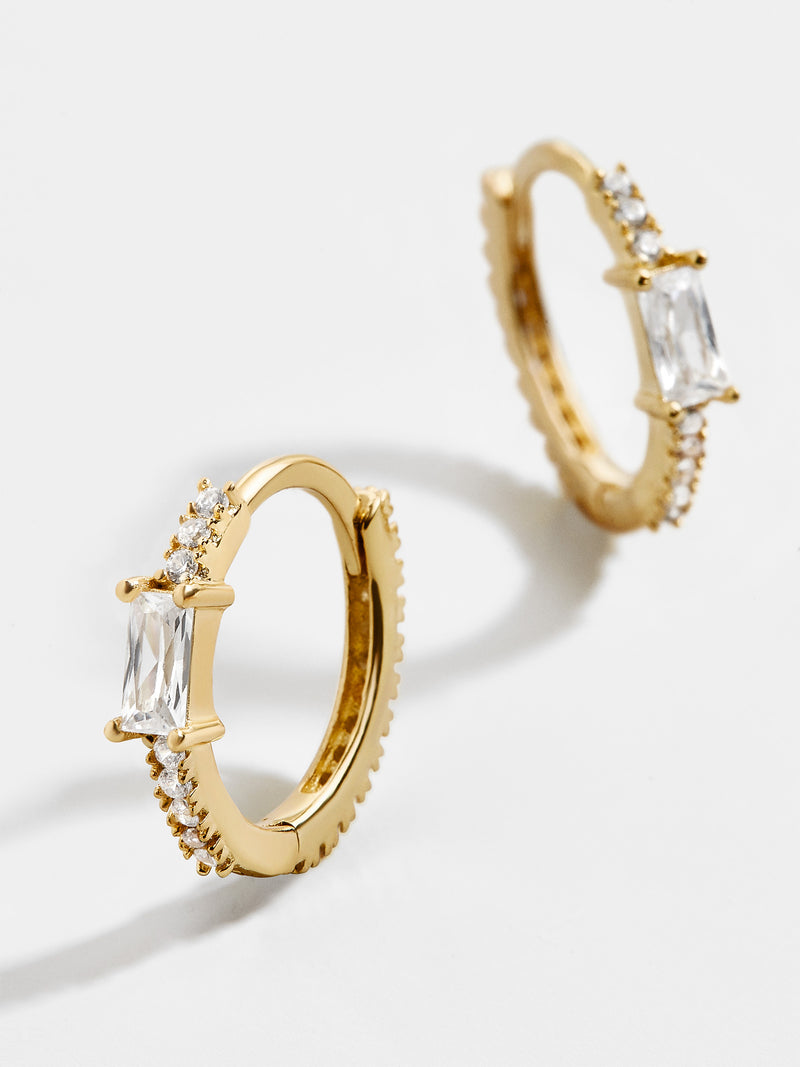 BaubleBar Pietra 18K Gold Earrings - Cubic zirconia huggie hoops