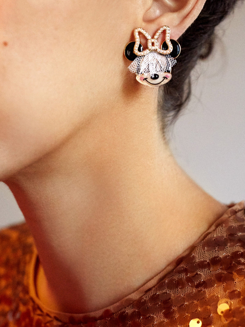 BaubleBar Minnie Mouse Disney Bridal Earrings - White - 
    Disney statement stud earrings
  
