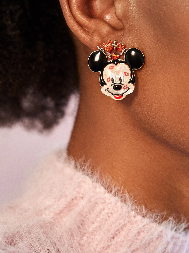 BaubleBar Mickey Mouse and Minnie Mouse Disney XOXO Earrings - Red - Mickey Mouse and Minnie Mouse statement stud earrings