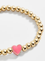 BaubleBar Positivity Pisa Bracelet - Hot Pink - Heart gold beaded stretch bracelet