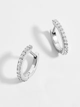 BaubleBar Silver - Cubic Zirconia huggie hoops - Offered in multiple sizes