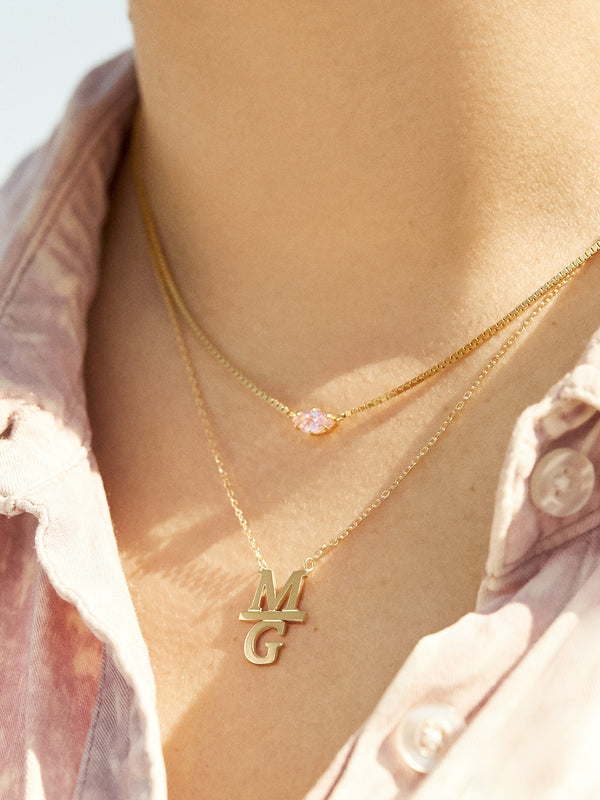 14K Gold Stacked Initial Custom Necklace