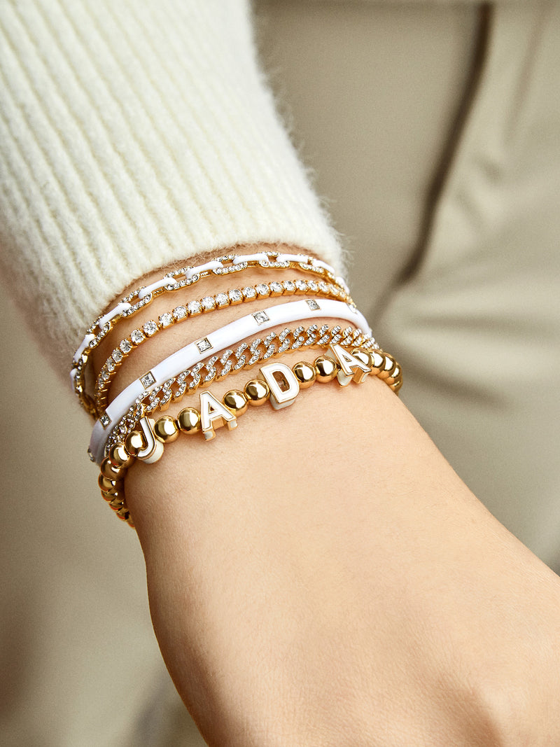 Enamel Tile Bracelet - Multi – Pleated bead stretch bracelet – BaubleBar