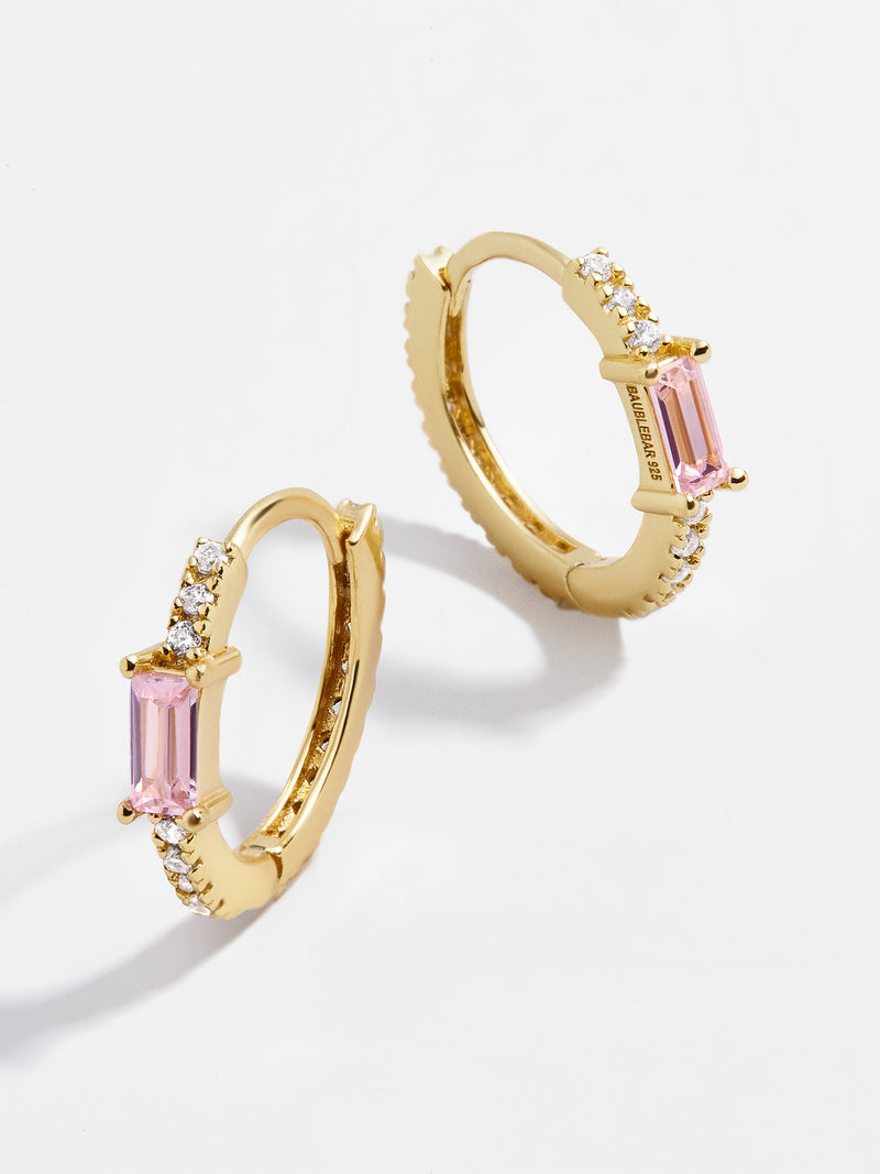 BaubleBar Pietra 18K Gold Earrings - Cubic zirconia huggie hoops