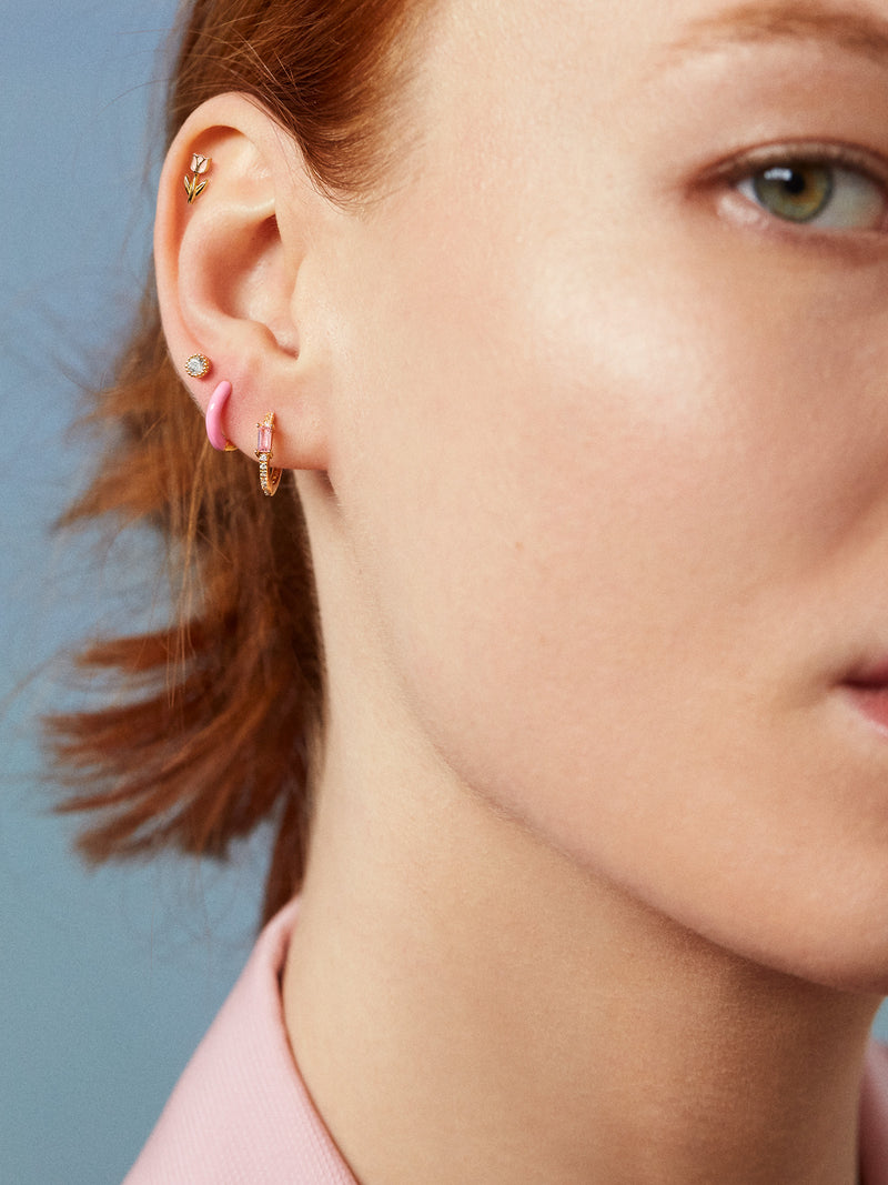 BaubleBar Pietra 18K Gold Earrings - Cubic zirconia huggie hoops