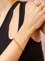 BaubleBar Hera Bracelet - Pavé - Gold & pavé paperclip chain bracelet