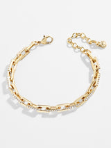 BaubleBar Hera Bracelet - Pavé - Gold & pavé paperclip chain bracelet