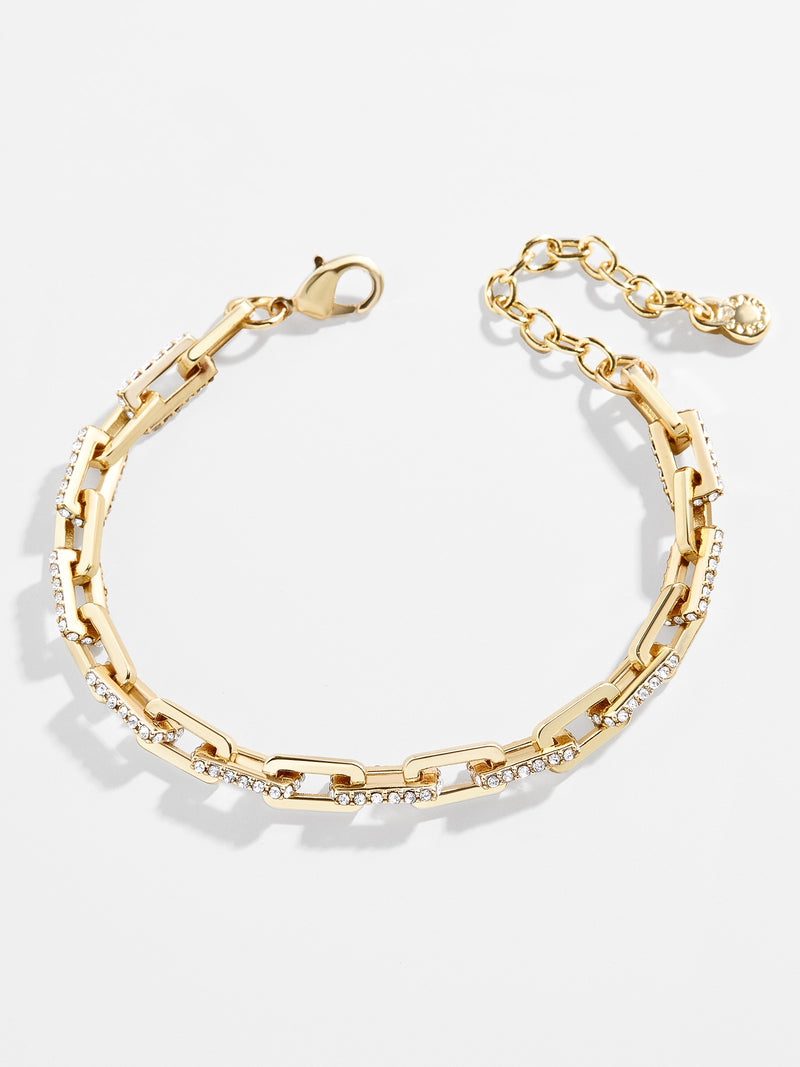 BaubleBar Hera Bracelet - Gold/Pavé - 
    Gold & pavé paperclip chain bracelet
  
