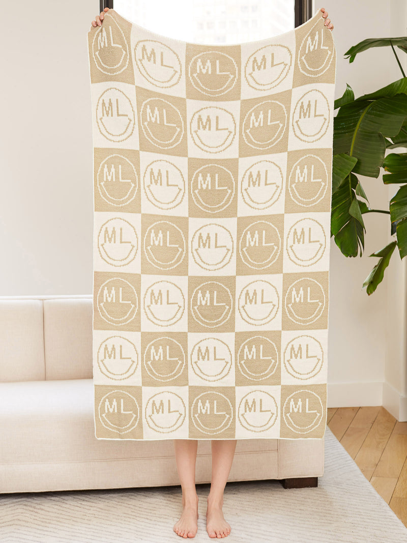 BaubleBar All Smiles Custom Blanket - Natural/Beige - 
    Custom, machine washable blanket
  
