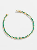 BaubleBar Bennett 18K Gold Tennis Bracelet - Emerald - Cubic Zirconia stones