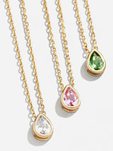 BaubleBar 18K Gold Teardrop Birthstone Necklace - 
    18K Gold Plated Sterling Silver, Cubic Zirconia stone
  
