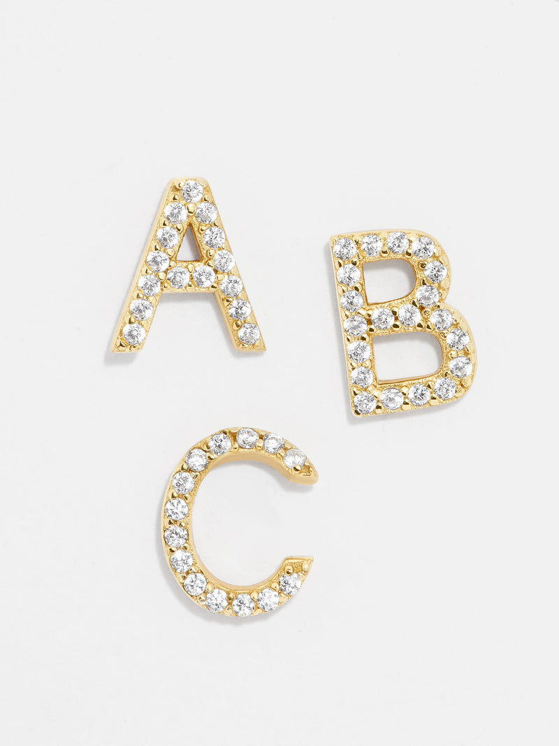 BaubleBar Single 18K Gold Initial Earring - 
    18K Gold Plated Sterling Silver, Cubic Zirconia stones
  
