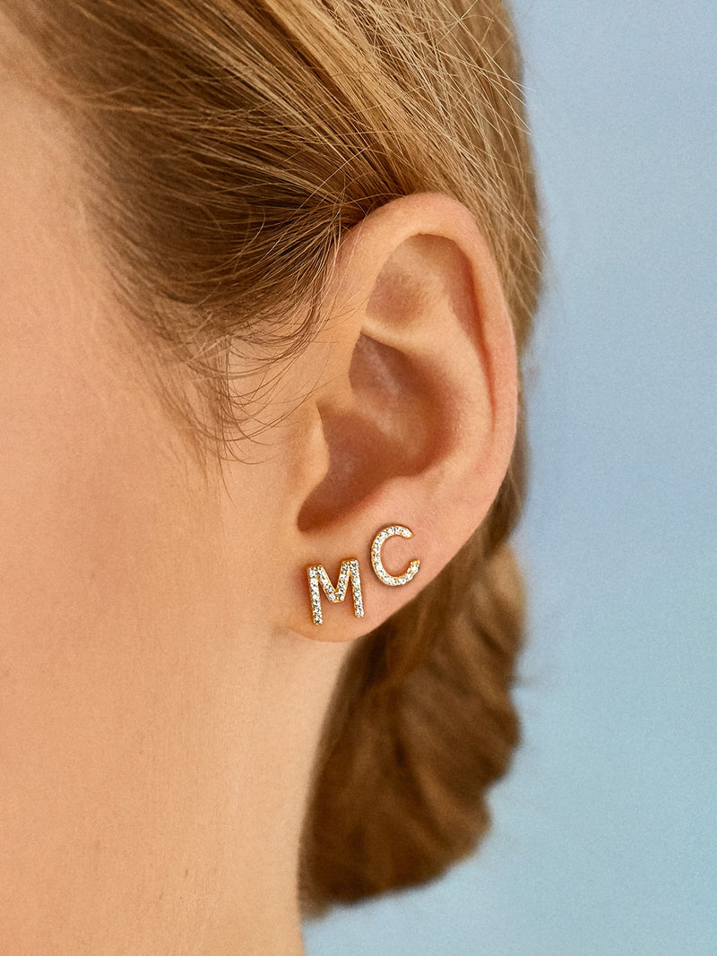 BaubleBar Single 18K Gold Initial Earring - Gold/Pavé - 
    18K Gold Plated Sterling Silver
  
