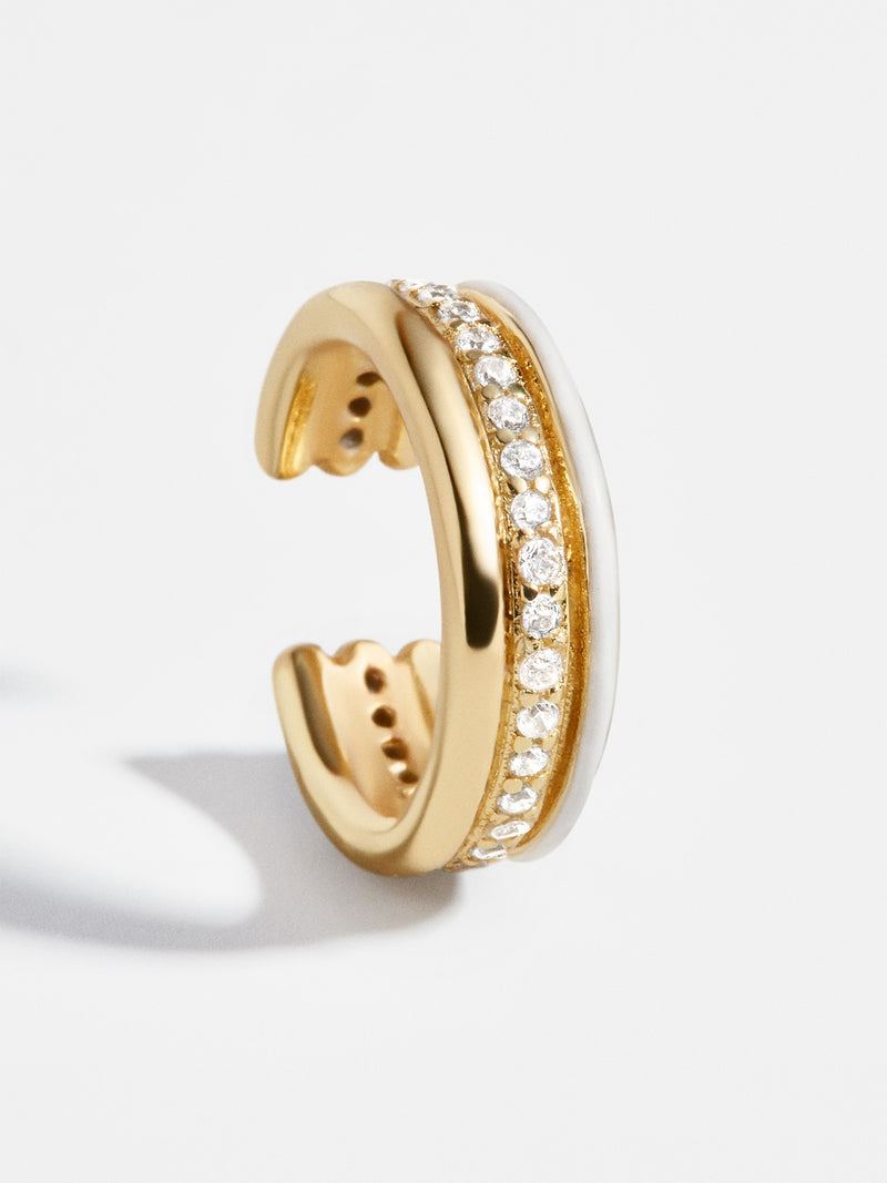BaubleBar Elettra 18K Gold Ear Cuff - 18K Gold Plated Sterling Silver, Cubic Zirconia stones