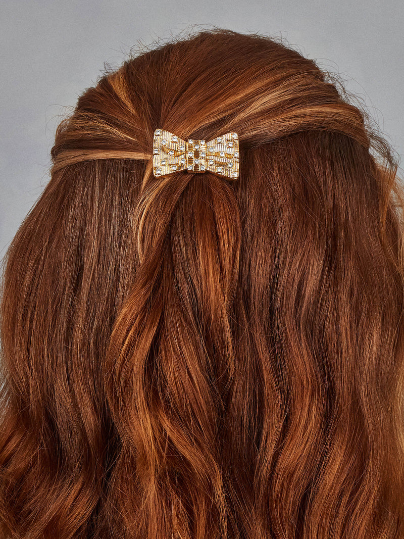 BaubleBar Chara Hair Clip - Gold gem bow hair clip