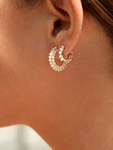 BaubleBar Nina Earrings: Small - Gold and pearl hoop earrings