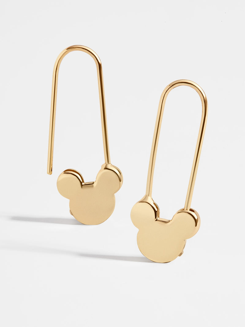 BaubleBar Mickey Mouse Disney 18K Gold Sterling Silver Safety Pin Earrings - Gold - Get Gifting: Enjoy 20% Off​